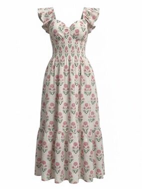 🎀LAGAMOS🎀Floral Sun Dress🎀Small🎀Boho Chic🎀Ruffle🎀Like New🎀Sweet & Flirty!